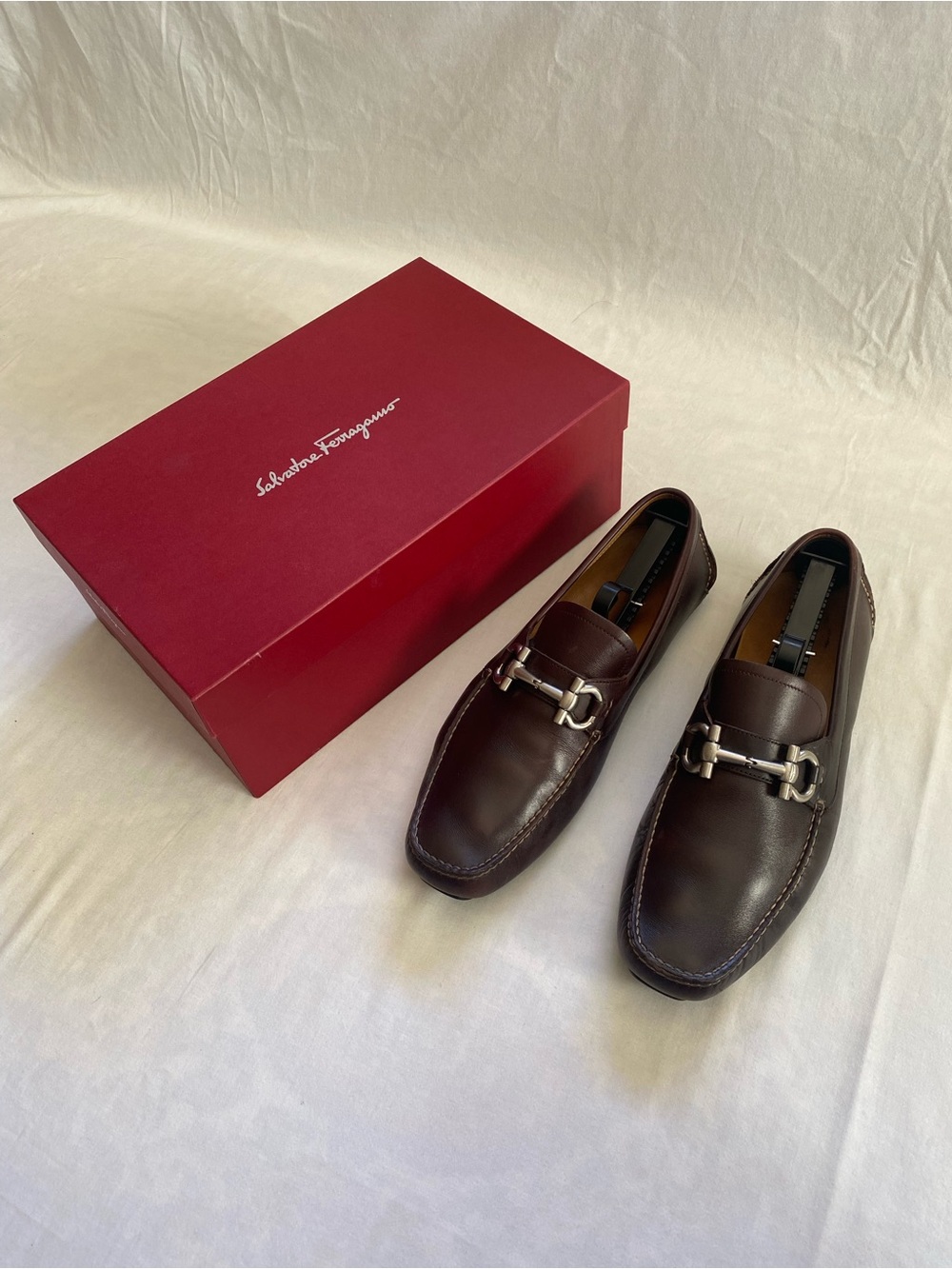 Salvatore Ferragamo  Mens’s Brown Leather Horsebit Drivers - Size 10 US